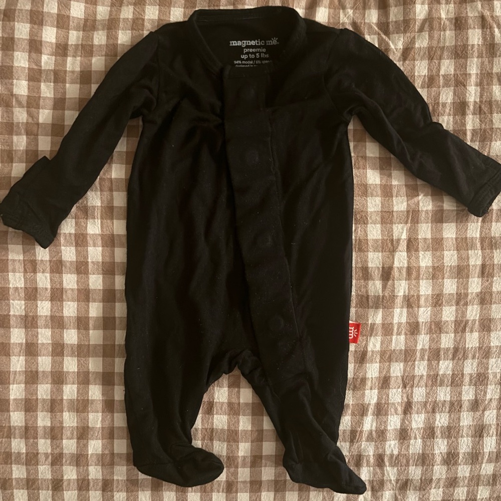 magnetic me Black Baby One-Piece Footed Romper Modal